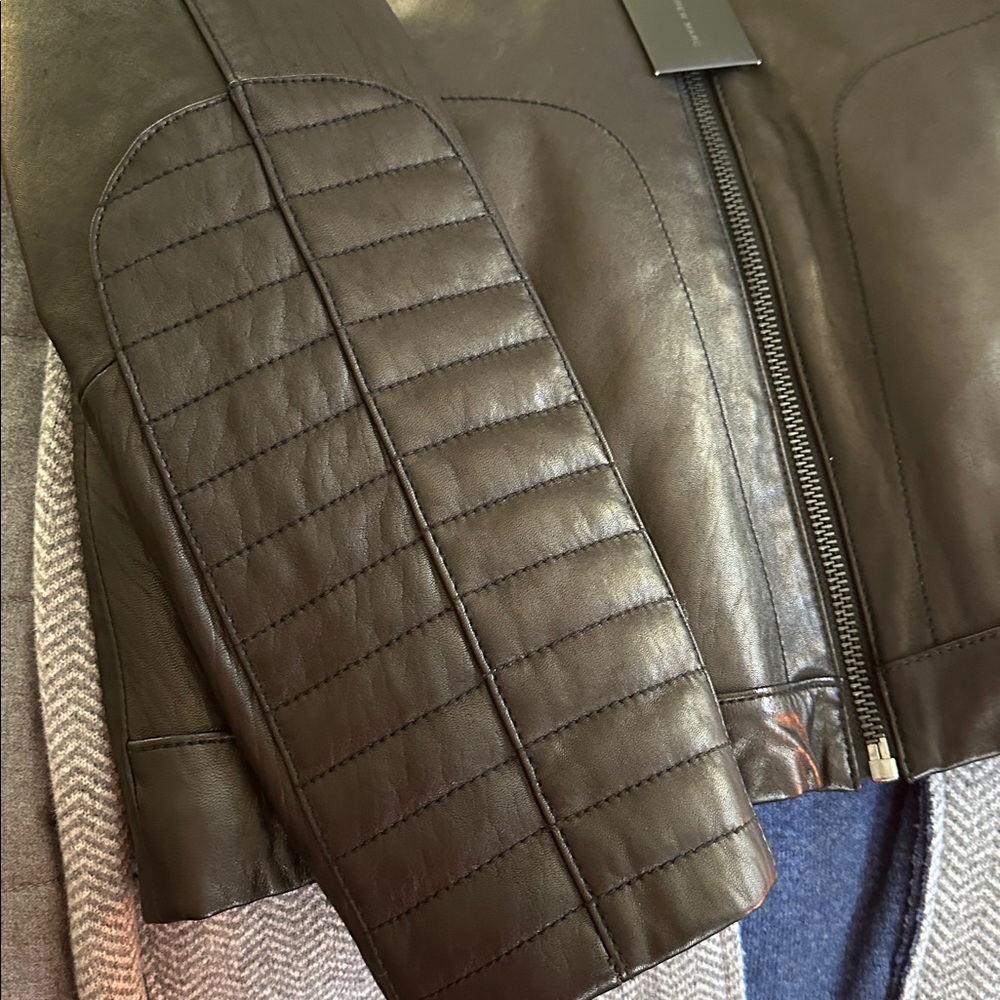 Andrew Marc New York Black Leather Sander Bomber Jacket Small New w Tags - Picture 7 of 7